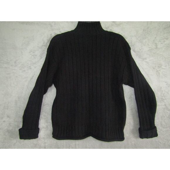 Vtg Timberlea Moose Christmas Sweater Trees Plaid Applique Knit Black Zip M - Picture 4 of 7